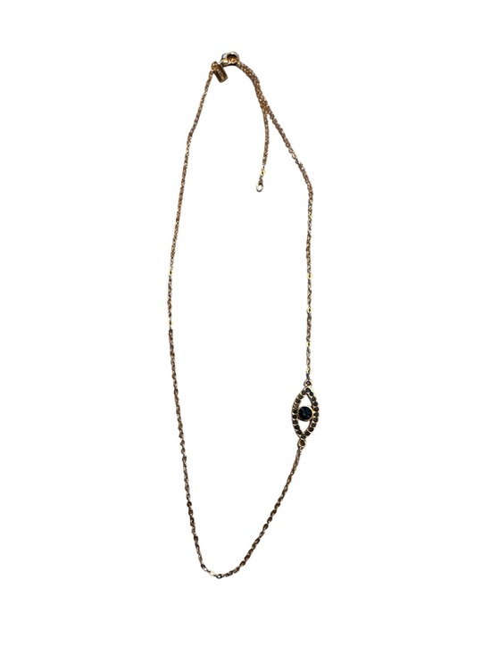 Zoetik Jewelry - Zoetik Gold Tone Dark Blue Crystal Evil Eye Station Necklace NWOT Adjustable
